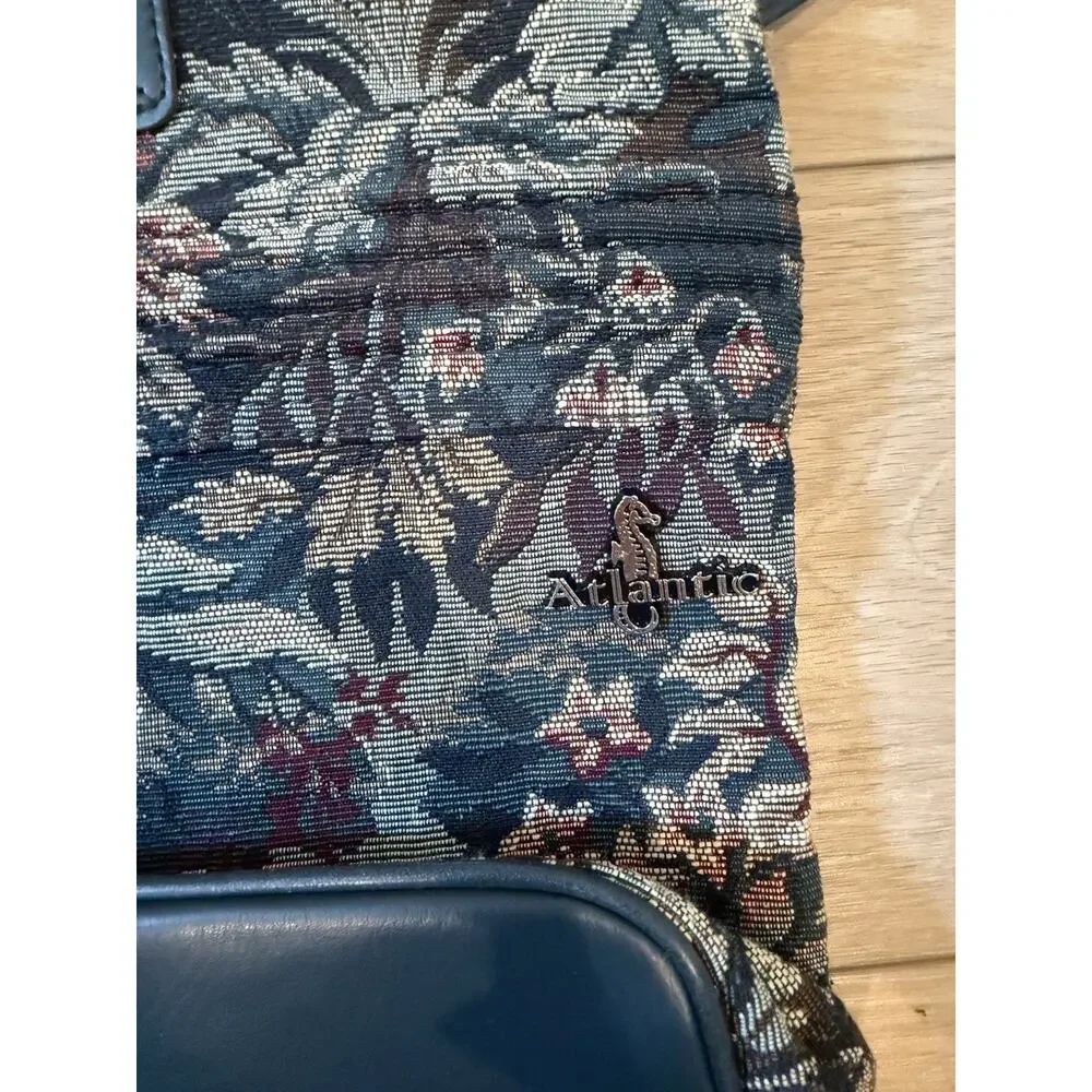 Vintage Atlantic Travel Bag Floral Tapestry Carry On Overnight Bag Suitcase